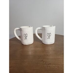 Mud Pie Guzzle Sip Mug‎ Cup stoneware Set 2 . Used